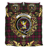 Stewart of Bute Hunting Tartan Crest Bedding Set - Golden Thistle Style